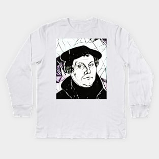 Martin Luther Black and Whilte Portrait | Martin Luther Artwork 3 Kids Long Sleeve T-Shirt